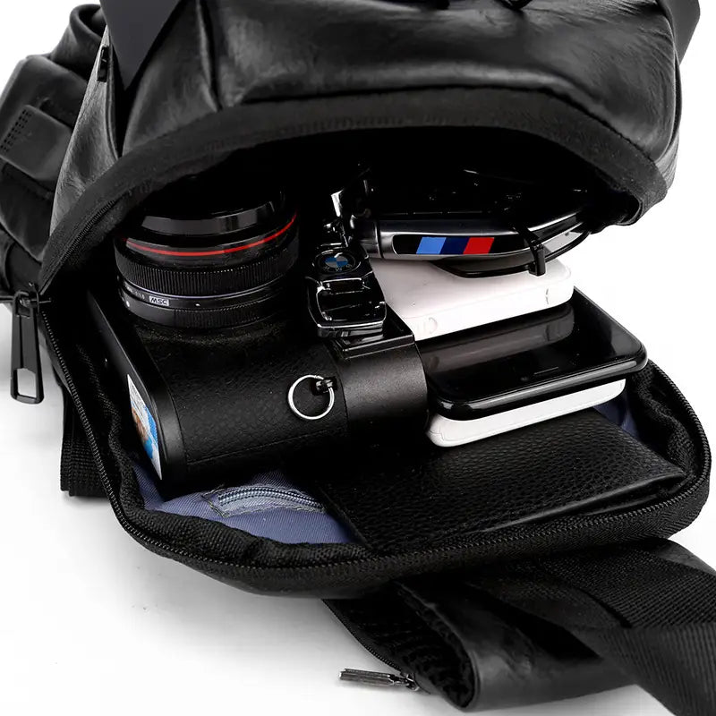 Mochila CUERO Antirrobo Usb NARANJA